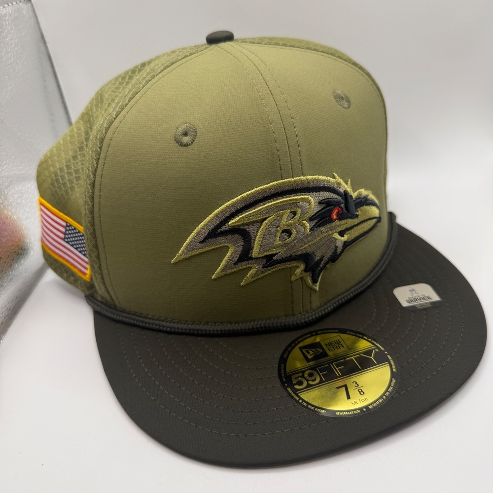 New Era 59FIFTY Baltimore Ravens Salute to Service Fitted Hat 7 3/8 Olive Green